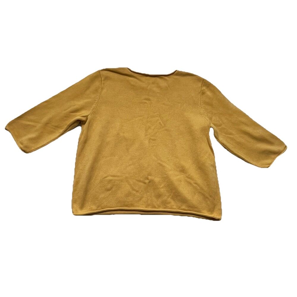 Christopher & Banks Yellow Cotton Sweater Top Cottagecore Grandpa Core XL - Picture 2 of 7
